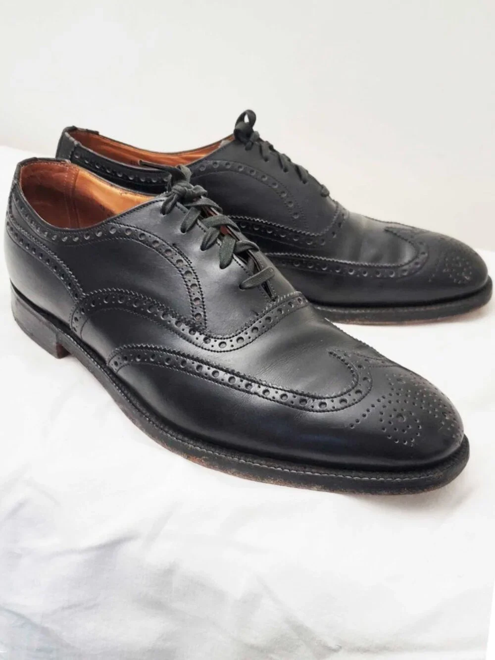 VTG Brooks Brothers Men's Black Wingtips Full Brogues Shoes. 41E. ENGLAND.